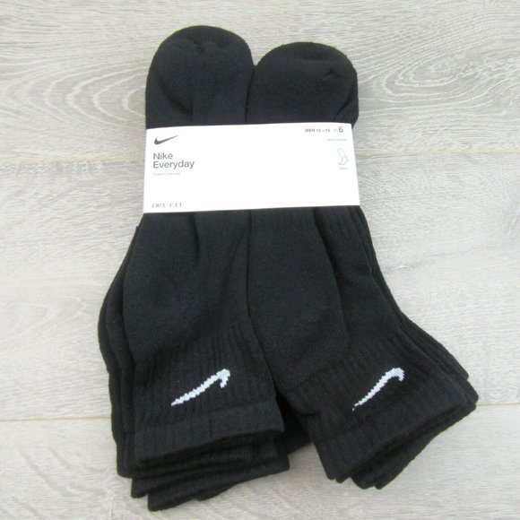 Nike Everyday Cushion Ankle Socks 6 Pack Mens Size XL 12-15 Black NEW - Picture 2 of 8